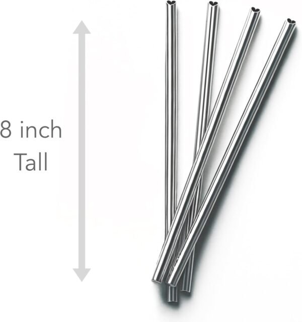 Stainless Steel Straws (4 PACK), With Cleaning Brush, Heart Shape Food Grade Reusable Drinking Straws Smoothie and more - Image 5