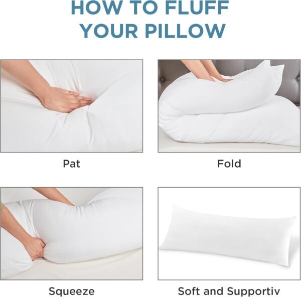 Litanika Body Pillow Insert with Cover, 100% Jersey Cotton Long Pillow for Side Sleeper, Pregnancy Pillows for Sleeping, Knit Cotton Breathable Fluffy Soft Full Body Pillow for Adults, Grey, 20"x54" - Image 6