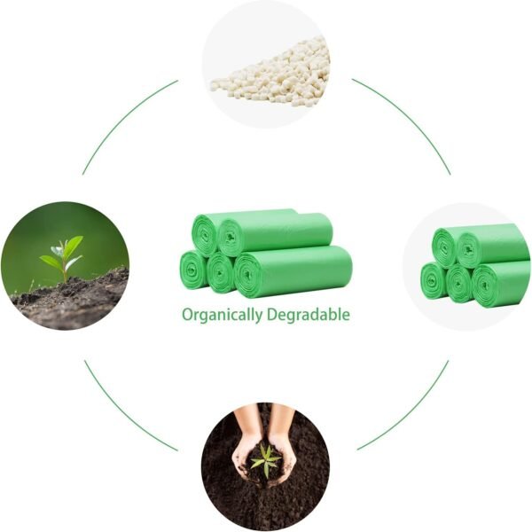 Biodegradable Trash Bags, Small Compostable Garbage Can Liners, Compatible with 8-10L Kitchen Cabinet Door Hanging Waste Bin 2.6 Gallon Green (80 PCS) (Green, S) - Image 6