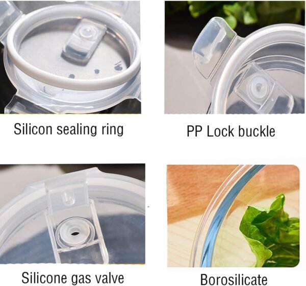 24 Oz Glass Food Storage Container Set, 3 Cup Soup Container with Airtight Lids, Round Glass Meal Prep Containers, Leakproof Glass Soup Storage Container, Microwave & Freezer Safe (4 Pack) - Image 6