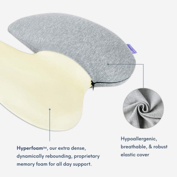 Cushion Lab Extra Dense Lumbar Pillow - Patented Ergonomic Multi-Region Firm Back Support for Lower Back Pain Relief - Lumbar Support Cushion w/Strap for Office Chair, Car, Sofa, Plane - Grey - Image 4