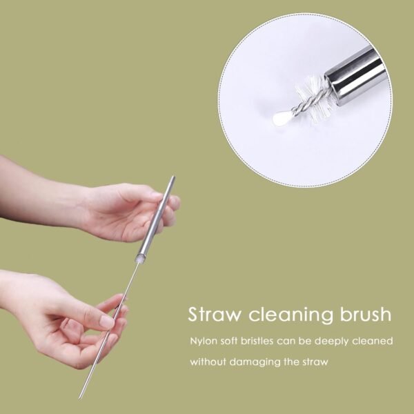 Metal Straws Reusable Straws, Cruise Ship Essentials，Car Essentials, Include 1 Colorful Collapsible Stainless Steel Straw, 1 Silicone Tip，1 Brush and 1 Keychain（Black/Silver/Rose Gold/Blue） - Image 3