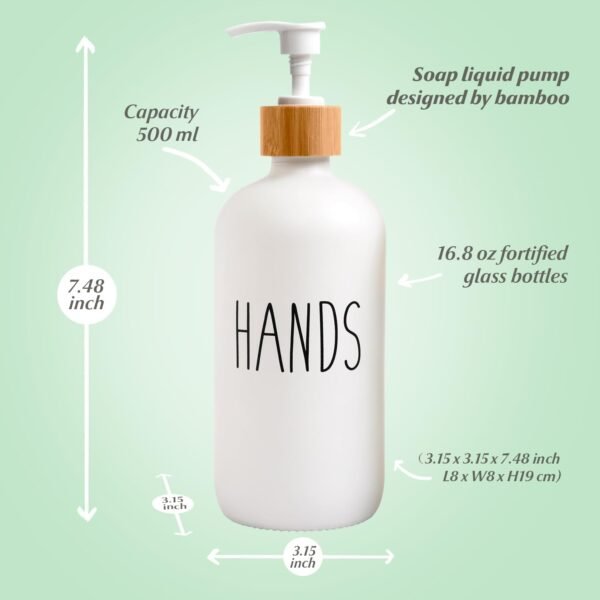 Glass Soap Dispenser Set with Tray, Contains Glass Hand Soap Dispenser and Glass Dish Soap Dispenser. Matte White soap Dispenser Suitable for The Kitchen Soap Dispenser, Rustic Kitchen Decor - Image 3