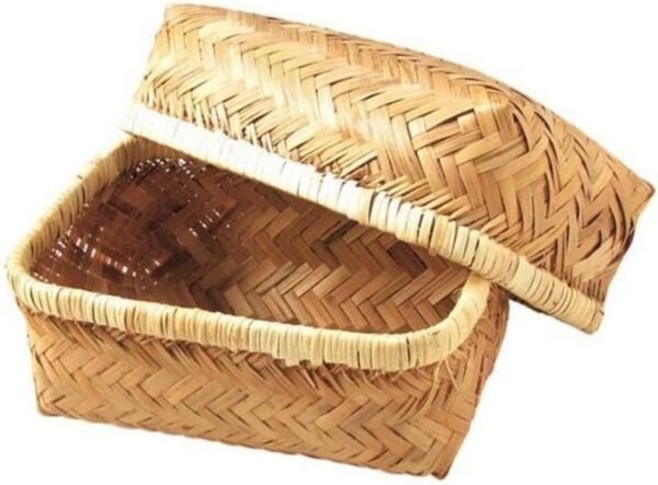 100% Natural Bamboo Lunch Box, Breathable, Medium Size