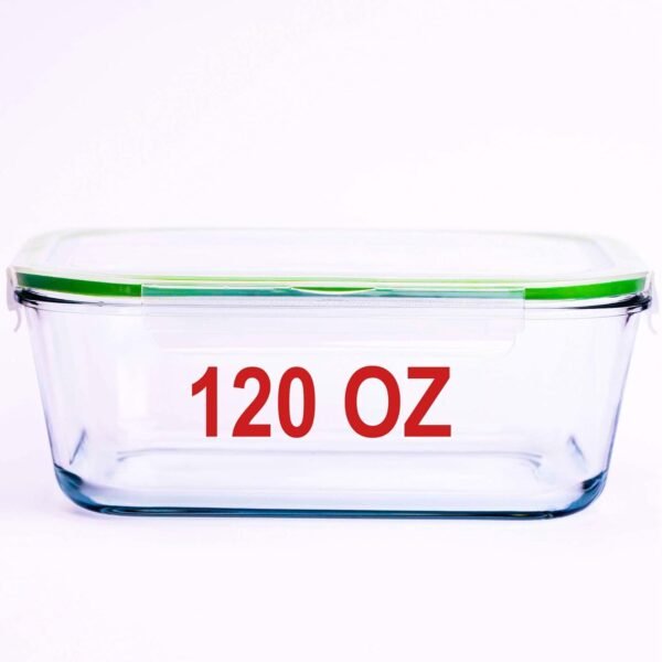 120 oz Large Glass Food Storage Containers with Airtight Lids 3.5 L Family Size Extra Large Bakeware Marinating Lock Baking Dish Container Glass Bowls Rectangle - Image 3