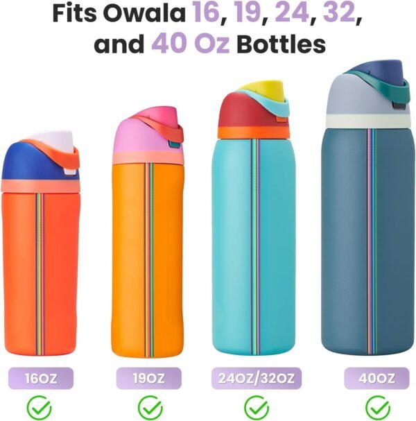 NiHome 8PCS Stainless Steel Straws for Owala Water Bottle, 4 Lengths Compatible with FreeSip 19oz 24oz 32oz 40oz, Tritan 25oz, Kids’ FreeSip 16oz, with Cleaning Brush & Travel Storage Bag (Iridescent) - Image 2