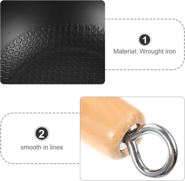 PRETYZOOM Wok Pan Wrought Iron Wok Pan Stir Fry Pan Flat Bottom Chinese Pow Wok Japanese Cookware Nonstick Single Person Wok for Kitchen - Image 4