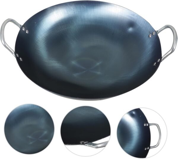 Wok Cookware Accessories Non Stick Fry Pans Grilling Pan Paella Frying Skillet Food Cooking Pan Work Pot Stovetop Pot Non Stick Skillet Chinese Cooking Pot Nonstick Cookware Iron - Image 3