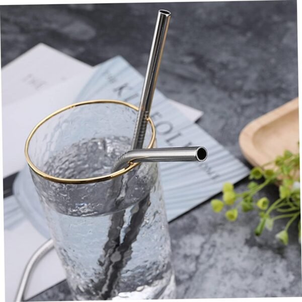 Cabilock 1 Set Stainless Steel Straw Dispenser Reusable Straws Straw Cleaner Brush Straw Cups Bottle Drinking Reusable Straw Holder Quencher Straw Drink Tube Cleaner Tubes Infuser Silver - Image 7