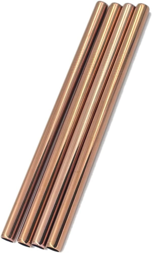 Reusable Stainless Steel Smoothie Boba Straws, 4pcs 8.5"x12mm (1/2 inch Wide) Metal Straws with Cleaning Brush for Bubble Tea/Tapioca Pearl, Milkshakes, Smoothies (Rose Gold Color) - Image 3