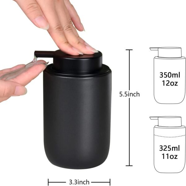 BosilunLife Black Soap Dispenser Set - 2 Pack 12oz Ceramic Dish Soap Dispenser with Rust Proof Pump for Kitchen, Hand Soap and Lotion Set Suitable for Farmhouse Bathroom Decor with Waterproof Labels - Image 3