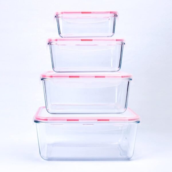 Extra Large Glass Food Storage Containers with Lids, Set-8-Piece Lunch Containers, Ideal for Storing Food, Vegetables, Fruits, Baking Cake & lot of other Tasty Food (Rectangular) - Image 6