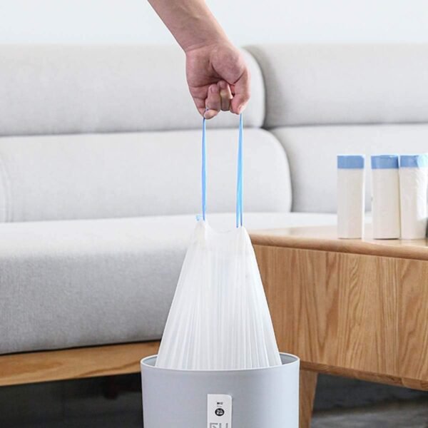 Biodegradable Trash Bags, 2-4 Gallon, Extra Thick 0.79 MIL Drawstring Small Wastebasket Bag Recycling Garbage Bags for Kitchen Bathroom Yard Office Wastebasket Car, 17.7 ×19.7 inch (5 Rolls) - Image 2