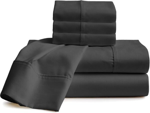 100% Real Certified Organic Cotton Bedsheet Set, King Size 6 Piece 1000 Thread Count Sheets Sets, Fits Mattress Upto 18" Deep Pocket - Dark Grey