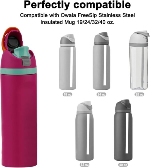 6 Pcs Replacement Straw for Owala FreeSip 24 oz 32 oz, with Seal Stopper, Seal Lid Gaskets and Cleaning Brush for Owala Flip Stainless Steel Water Bottle 14/19/24/32/40oz, Reusable Tumbler Cup Parts - Image 2