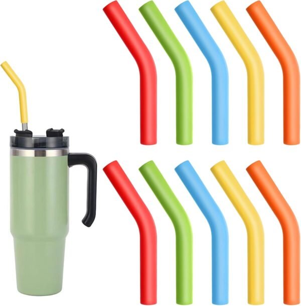 12pcs Silicone Straw Tips Multi-color Elbow Rubber Straw Tips Food-Grade Reusable Silicone Straws for 5/16 Inch Wide 8MM Stainless Steel Metal Straws(No Straw)