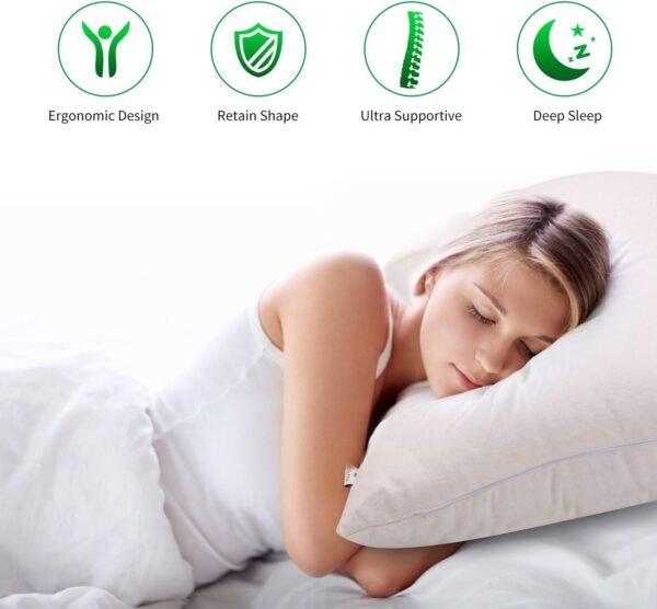 Organic Buckwheat Pillow for Sleeping 100% Natural Premium buckwheat Hulls Organic Cotton Pillowcase for Cool Sleep Cover Removable Neck Support for Back and Side Sleepers-Twin/Standard Size (20"x26") - Image 3