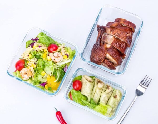 Extra Large Glass Food Storage Containers with Lids, Set-8-Piece Lunch Containers, Ideal for Storing Food, Vegetables, Fruits, Baking Cake & lot of other Tasty Food (Rectangular) - Image 5
