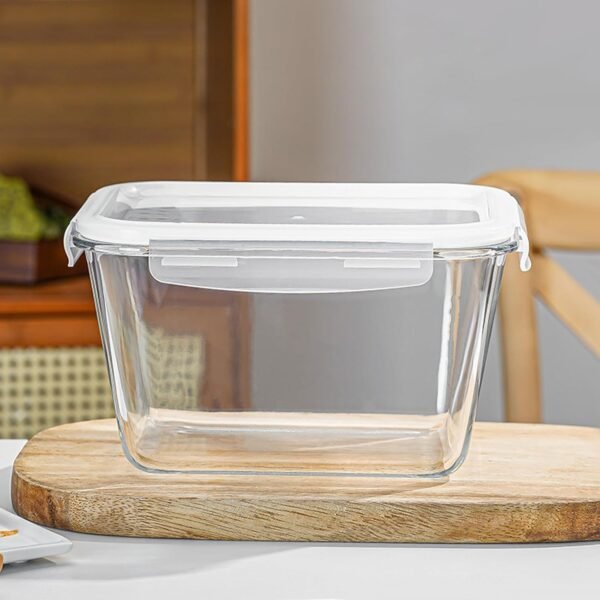2.33QT /85oz Large Glass Food Storage Container with Airtight Locking Lid for Storing food, Vegetables, Fruits Roasting Turkey Freezer Microwave & Oven Safe Leak Proof - Image 4