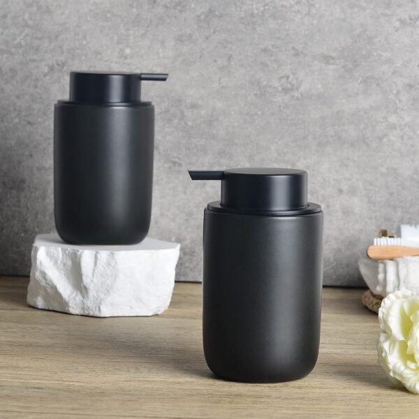 BosilunLife Black Soap Dispenser Set - 2 Pack 12oz Ceramic Dish Soap Dispenser with Rust Proof Pump for Kitchen, Hand Soap and Lotion Set Suitable for Farmhouse Bathroom Decor with Waterproof Labels - Image 6