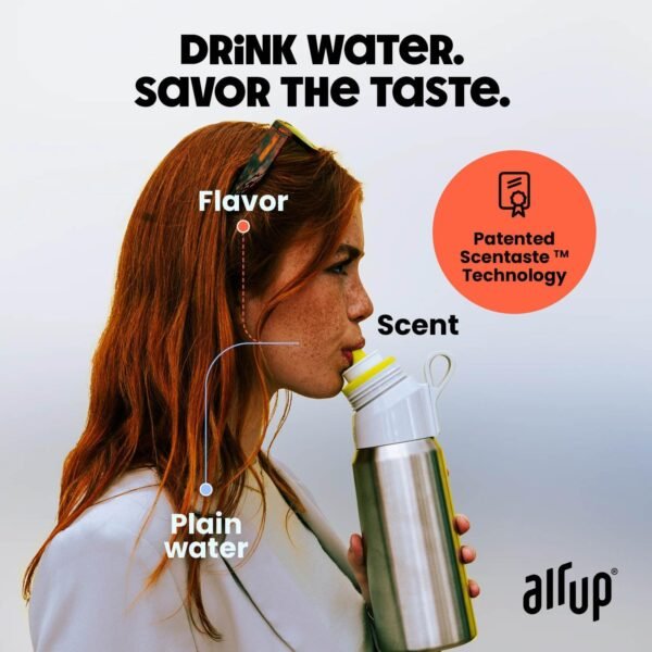 air up® water bottle (28oz) Black Steel + 3 Cola pods | Sugar free flavor pods & Water bottles with straw | Flavored water bottle - Image 2