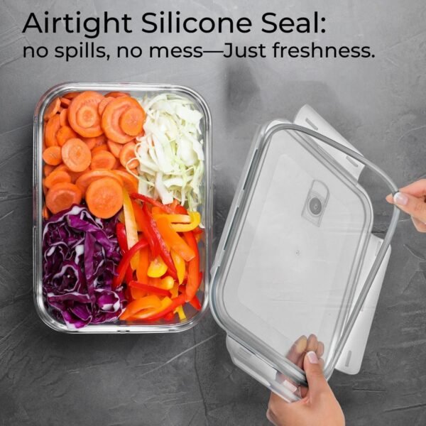 Razab 2700 ml / 92 Oz Large Glass Food Storage Containers with Vented Lids, BPA Free, Snap Locking Airtight & Leakproof Lids - Ideal for Baking, Casserole & Roasting - Freezer, Microwave & Oven Safe - Image 9