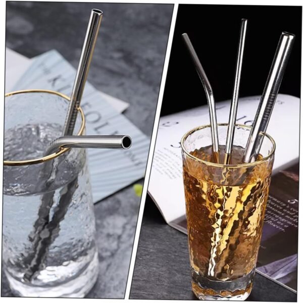 Cabilock 1 Set Stainless Steel Straw Dispenser Reusable Straws Straw Cleaner Brush Straw Cups Bottle Drinking Reusable Straw Holder Quencher Straw Drink Tube Cleaner Tubes Infuser Silver - Image 3