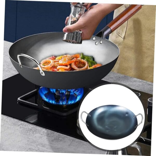 Wok Cookware Accessories Non Stick Fry Pans Grilling Pan Paella Frying Skillet Food Cooking Pan Work Pot Stovetop Pot Non Stick Skillet Chinese Cooking Pot Nonstick Cookware Iron - Image 5