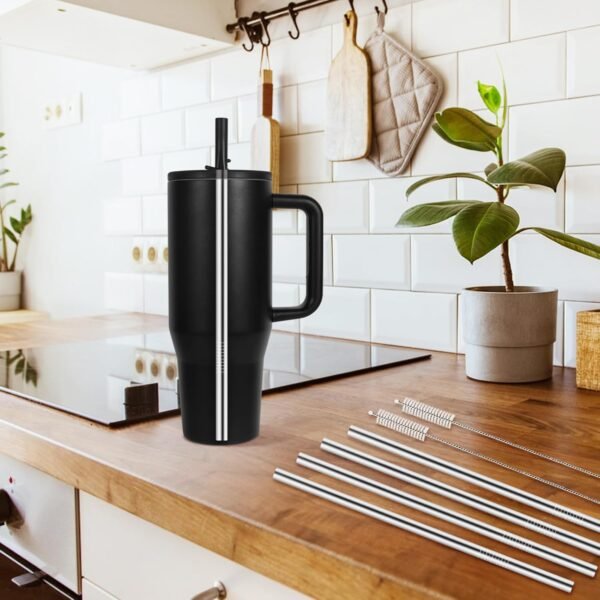 4pcs Flip Straw for Stanley 40oz Tumbler, Metal Straw Replacement for Stanley Flip Straw Lid, Reusable Stainless Steel Straws for Stanley Cup, With 2 Straw Cleaner (Does Not Include Lid) - Image 7