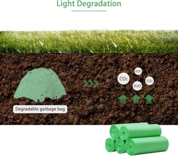 Biodegradable Trash Bags, Small Compostable Garbage Can Liners, Compatible with 8-10L Kitchen Cabinet Door Hanging Waste Bin 2.6 Gallon Green (80 PCS) (Green, S) - Image 5