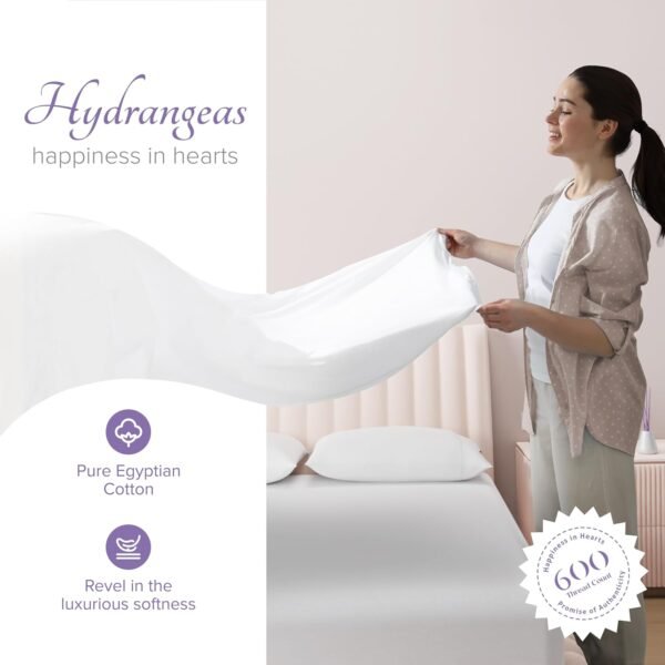 Carressa Linen 100% Egyptian Cotton Sheets - 600 Thread Count 4 PC California King Size Sheet Set, Soft, Cooling, High Thread Count, Extra Long Staple Luxury Bedding, Cal King Sheets - Crisp White