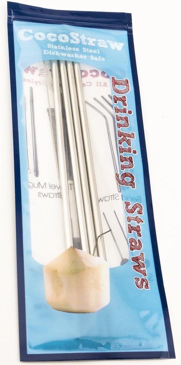 4 LONG Stainless Steel Straws fits 30 oz Yeti Tumbler Rambler Cups - CocoStraw Brand Drinking Straw - Image 4