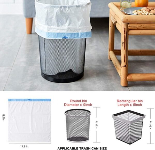 Biodegradable Trash Bags, 2-4 Gallon, Extra Thick 0.79 MIL Drawstring Small Wastebasket Bag Recycling Garbage Bags for Kitchen Bathroom Yard Office Wastebasket Car, 17.7 ×19.7 inch (5 Rolls) - Image 6