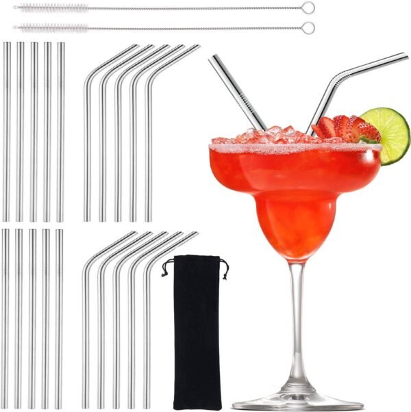 Reusable Metal Straws, 20 Pack 7-inch Short Stainless Steel Drinking Straws, Food-Grade Portable Straw Straws with Carry Case for Party Outdoor Cocktails Travel Kid