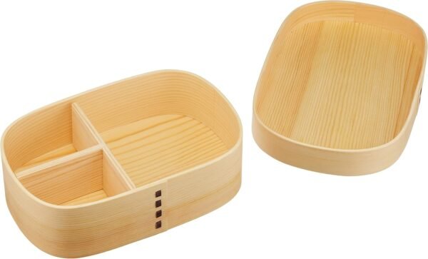FH09 Square Long Bent Wappa Single Tier Bento Box, Natural - Image 2