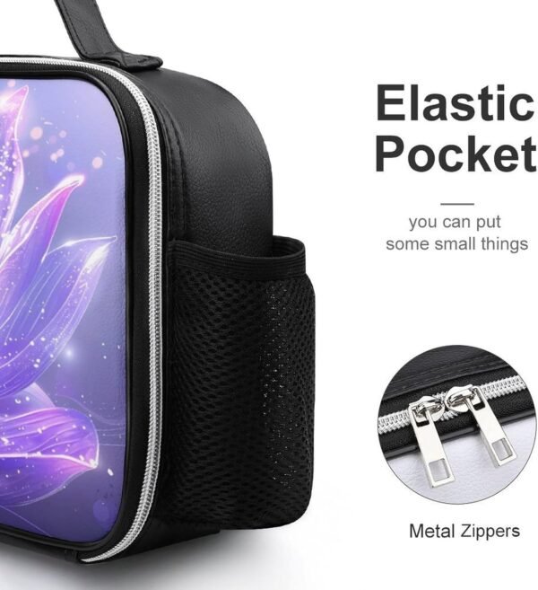 Lotus Flower Butterfly Purple Natural Insulated Lunch Box Reusable Lunch Bag Lunch Tote Bag for Travel Work Picnic - Image 4
