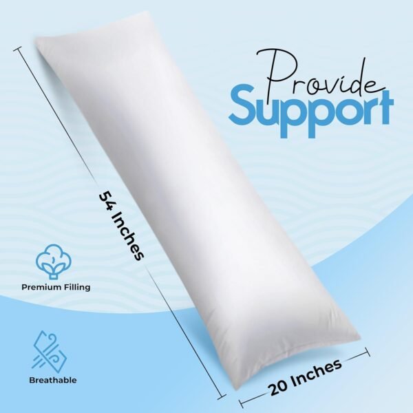 Utopia Bedding Full Body Pillow for Adults (White, 20 x 54 Inch), Long Pillow for Sleeping, Large Pillow Insert for Side Sleepers - Image 2