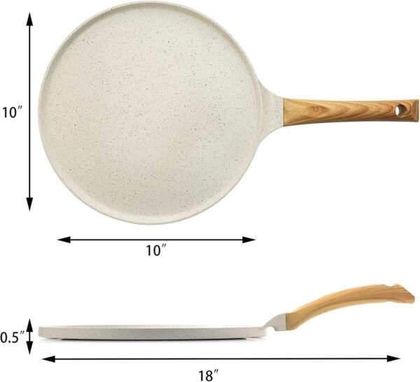 SENSARTE Nonstick Crepe Pan with Spreader, 10-Inch Natural Ceramic Coating Dosa Pan Pancake Flat Skillet Tawa Griddle with Stay-Cool Handle, Induction Compatible, PFOA Free (White) - Image 6