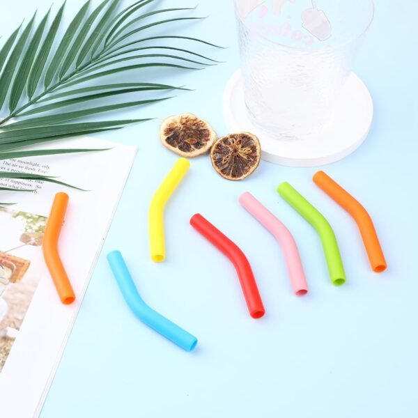 12pcs Silicone Straw Tips Multi-color Elbow Rubber Straw Tips Food-Grade Reusable Silicone Straws for 5/16 Inch Wide 8MM Stainless Steel Metal Straws(No Straw) - Image 7