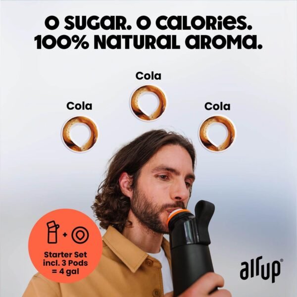 air up® water bottle (28oz) Black Steel + 3 Cola pods | Sugar free flavor pods & Water bottles with straw | Flavored water bottle - Image 3