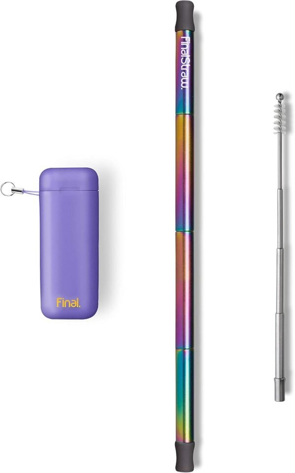 FinalStraw Collapsible, Reusable, Metal Straw | Travel Case, Cleaning Tool | Easy to Clean | Stainless Steel and 100% Silicon Tips | Eco-Friendly | 4 Pack, Multiple Colors - Image 4