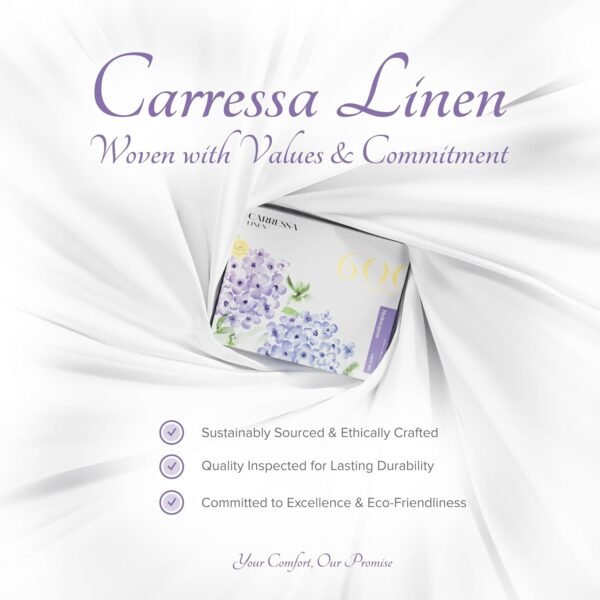 Carressa Linen 100% Egyptian Cotton Sheets - 600 Thread Count 4 PC California King Size Sheet Set, Soft, Cooling, High Thread Count, Extra Long Staple Luxury Bedding, Cal King Sheets - Crisp White - Image 7