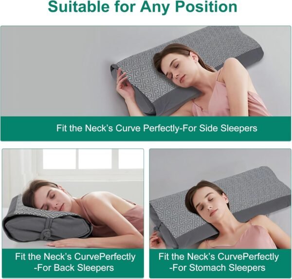 Buckwheat Pillow for Sleeping with Washable Organic Cotton Cover for Adult Neck Pain Relief, Adjustable and Breathable Neck Support Pillow, Natural Buckwheat Hull Pillow for Back and Side Sleepers - Image 7