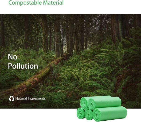 Biodegradable Trash Bags, Small Compostable Garbage Can Liners, Compatible with 8-10L Kitchen Cabinet Door Hanging Waste Bin 2.6 Gallon Green (80 PCS) (Green, S) - Image 7