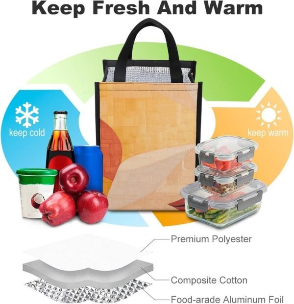 Lunch Bag for Women Men Lunch Box Reusable Retro Natural Pattern Lunch Tote Bag Leakproof Lunch Cooler Bag for Work - Image 4