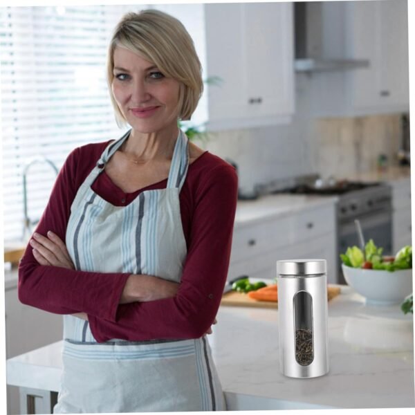 1pc Stainless Steel Storage Tank Sugar Shaker Stainless Water Bottle Cereal Container Oats Drink Organizer Fridge Adjustable Coffee Storage Jar Coffee Sealing Storage Jar Salt Jar - Image 4