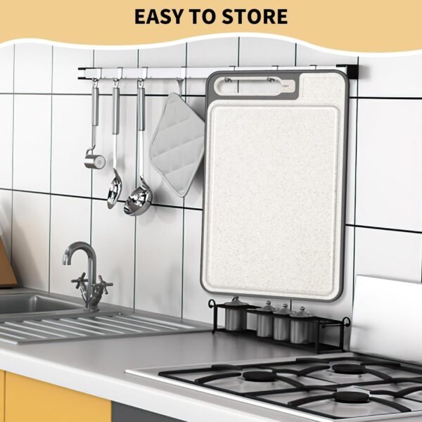 Small Stainless Steel Cutting Board, 14.6 * 9.8inch Stainless Steel and Wheat Straw PP Double Sided Cutting Boards for Kitchen 304 Metal Cutting Board, Juice Sink, Ceramic Whetstone - Image 7