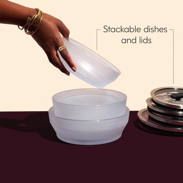 Anyday Cookware Microwave Dish Everyday Set With 4 Microwave-Safe Glass Storage Containers with Lids, 7.9" Large Deep Dish, 8.7” Large Shallow Dish, 6.3" Medium Deep Dish & 7.1" Medium Shallow Dish - Image 7