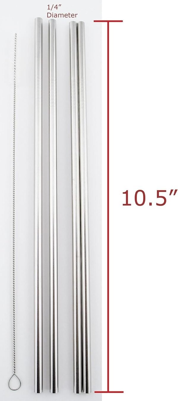 4 LONG Stainless Steel Straws fits 30 oz Yeti Tumbler Rambler Cups - CocoStraw Brand Drinking Straw - Image 5