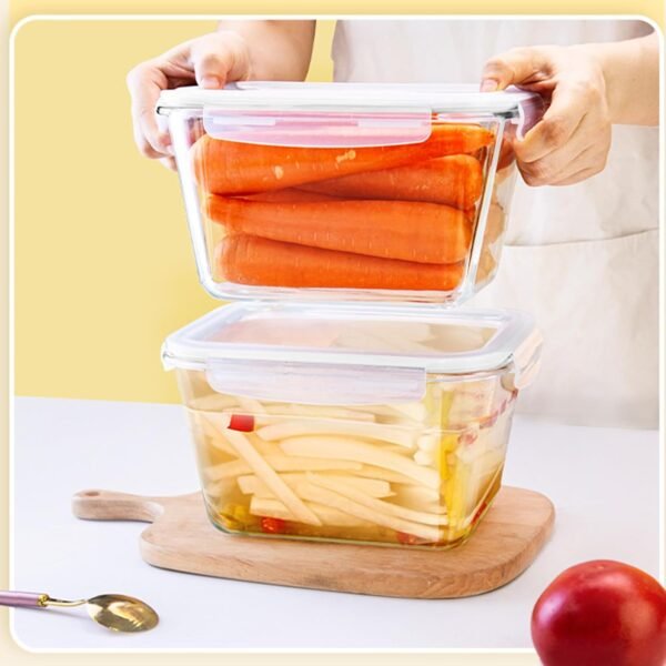 2.33QT /85oz Large Glass Food Storage Container with Airtight Locking Lid for Storing food, Vegetables, Fruits Roasting Turkey Freezer Microwave & Oven Safe Leak Proof - Image 5